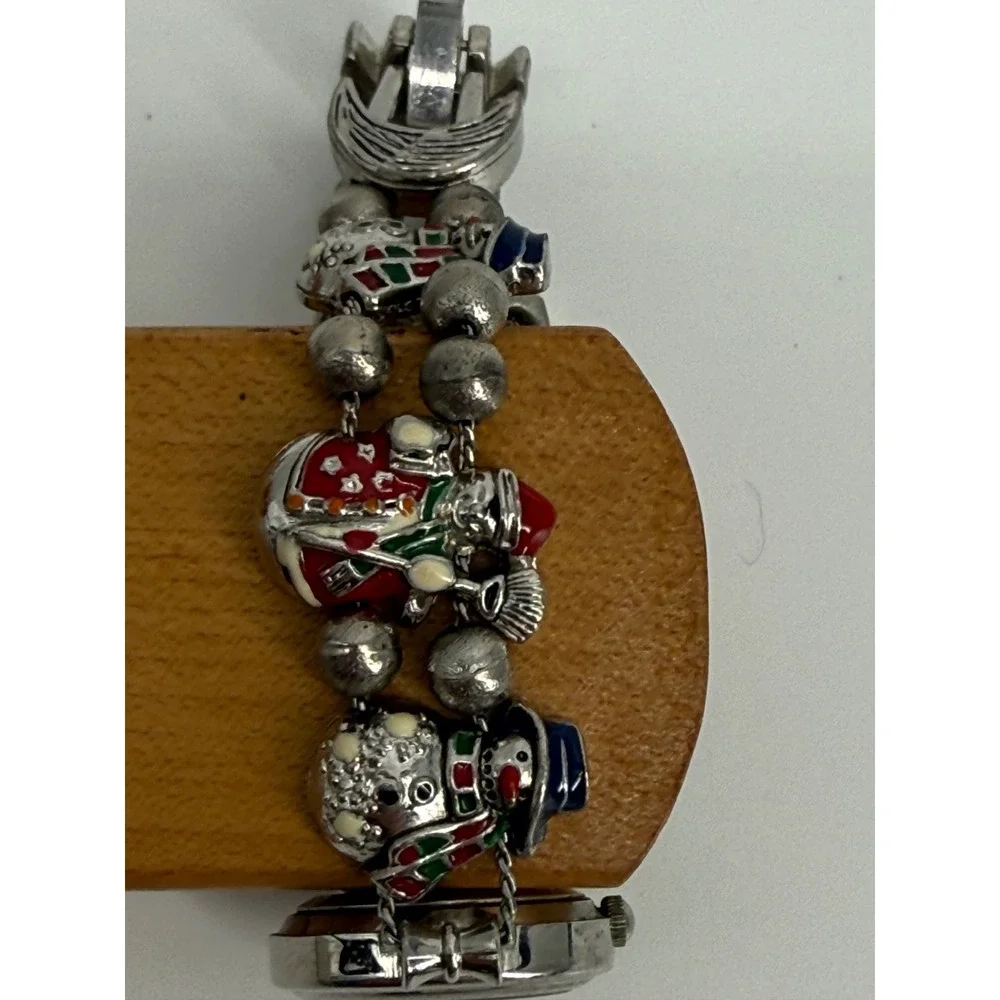 Kim Rogers Christmas Charm Bracelet Watch Santa Snowman Kitsch Holiday Y2K 25680